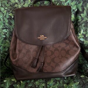 Coach Dark Brown Signature Backpack